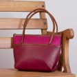 Maroon Intersection  Handcrafted Leather and Palm Shoulder Bag For Discount