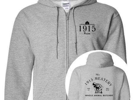 1915 Farm Meatery Zip Up Hooded Sweatshirt Hot on Sale