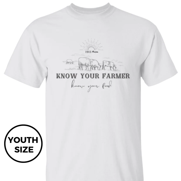 1915 Farm Know Your Farmer Youth T-Shirt Hot on Sale