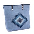 Mexican Sky  Blue Wool and Leather Accent Tote Handbag Online