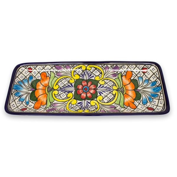 Guanajuato Flora  Hand Crafted Talavera Style Ceramic Platter Online Hot Sale