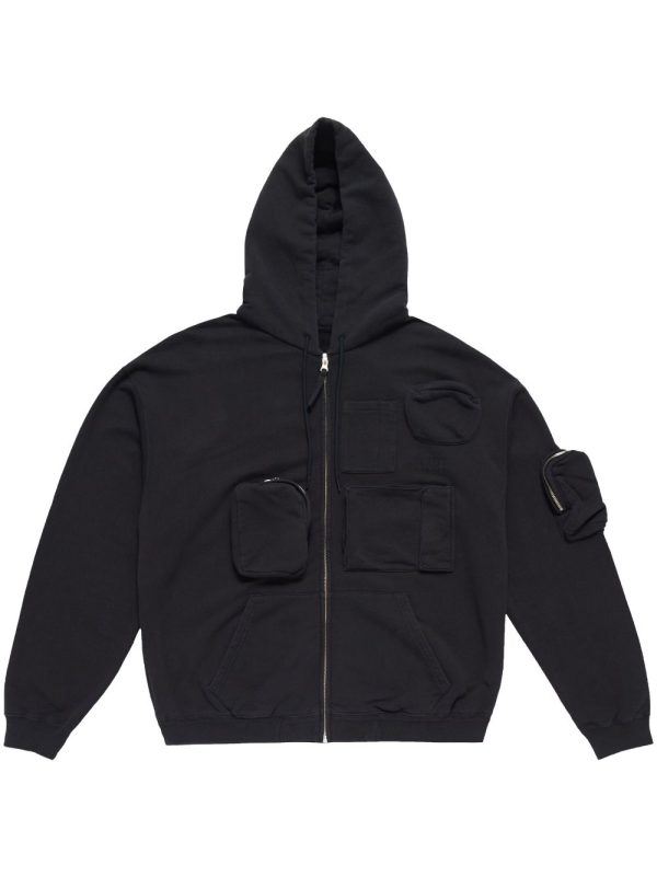 Cargo-Pockets  Black  Hoodie Online Hot Sale