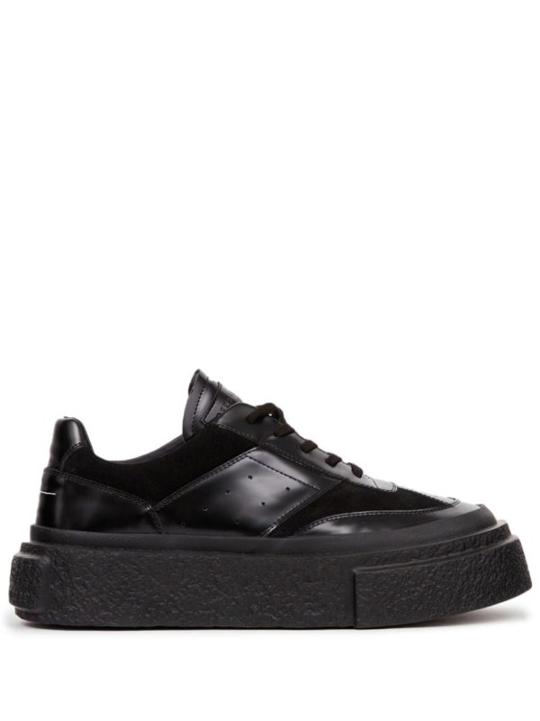 Panelled Patent Leather Sneakers Fashion