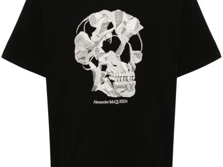 Skull-Embroidered Cotton T-Shirt For Discount