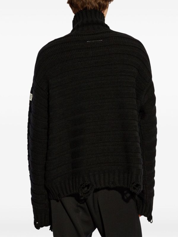 Distressed High-Neck Jumper on Sale